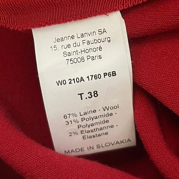 NWT Lanvin Bateau Neckline Midi Sheath Dress - Red - Size 38 EU/6 US - Picture 8 of 9